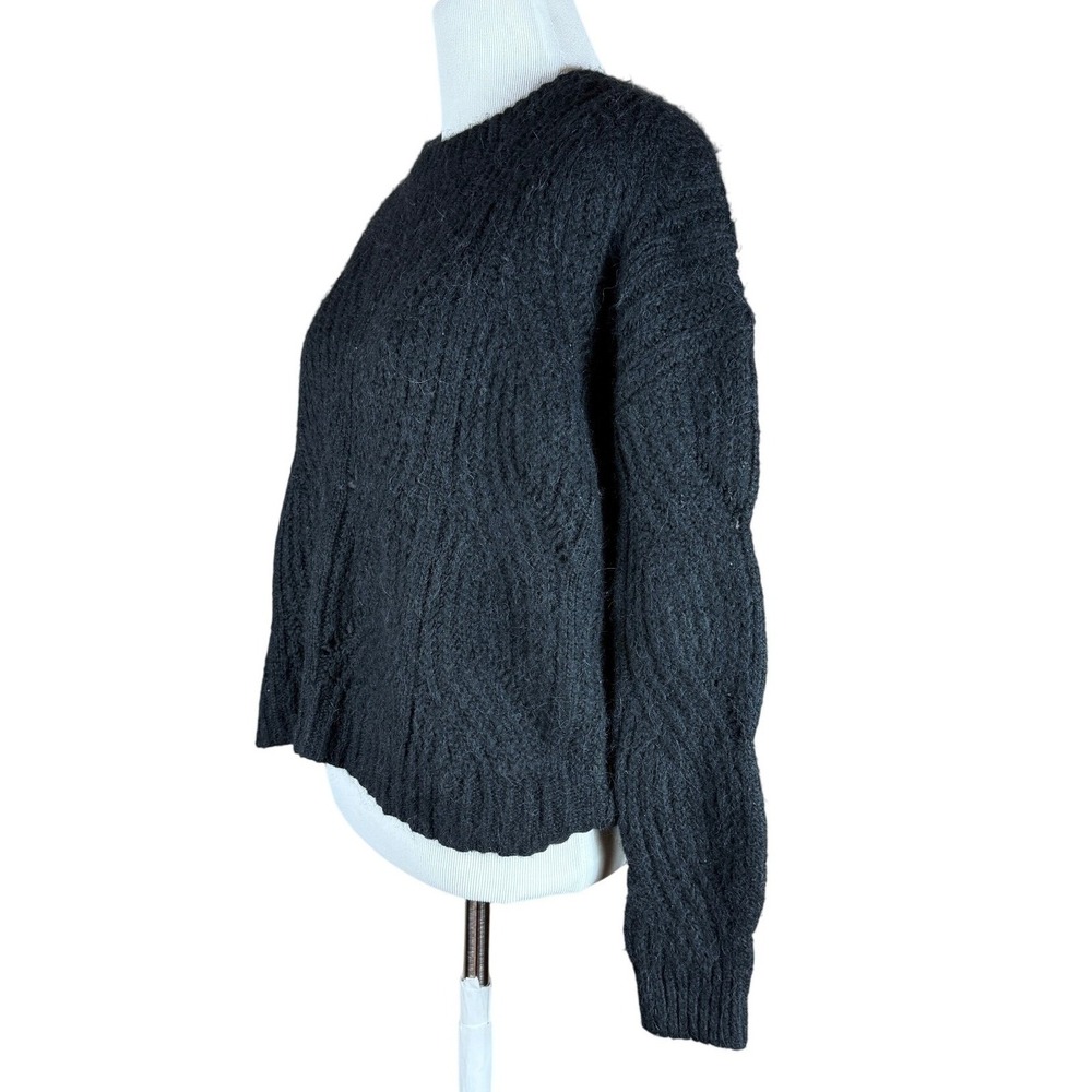 New Madewell Charcoal Gray Cable Knit Alpaca Blend Boxy Sweater Size S - Picture 3 of 8